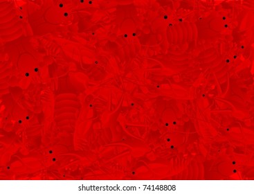 The red background of boiled crawfish