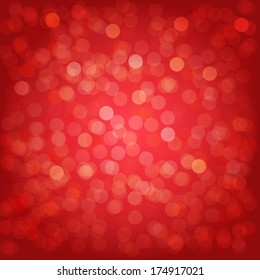 Red Background With Bokeh, With Gradient Mesh, Vector Illustration