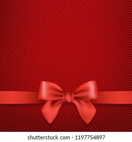 Red Background With Bow With Gradient Mesh, Vector Illustration