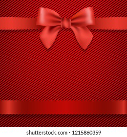 Red Background With Bow With Gradient Mesh, Vector Illustration