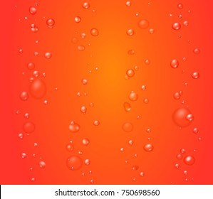 Red background with bubbles. Tomato or grapefruit juice