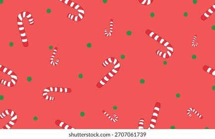 red background with candy cane icon. suitable use for background, greeting card, fashion, wraping paper.etc