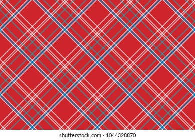 Red background check fabric texture seamless pattern. Flat design. Vector illustration.