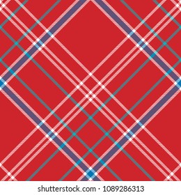 Red background check fabric texture seamless pattern. Flat design. Vector illustration.