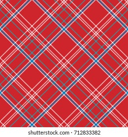 Red background check fabric texture seamless pattern. Flat design. Vector illustration.
