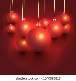 Red Background with Christmas Balls