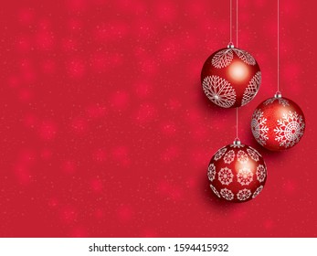 Red Background with Christmas balls