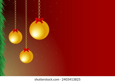 Red background and Christmas balls, yellow lights, colorful balls, decorations, vector,Christmas day