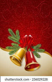 Red background with Christmas bells.