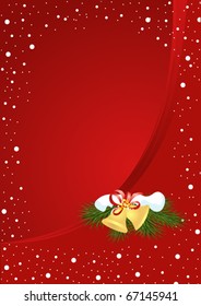      Red background with Christmas bells (vertical)