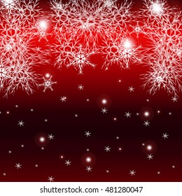 red background for a Christmas card with falling snowflakes. vector illustration. graphic arts and design. a series of images for the new year and Christmas