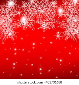 red background for a Christmas card with falling snowflakes. vector illustration. graphic arts and design. a series of images for the new year and Christmas