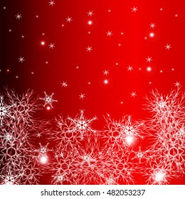 red background for a Christmas card with falling snowflakes. vector illustration. graphic arts and design. a series of images for the new year and Christmas