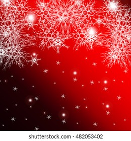 red background for a Christmas card with falling snowflakes. vector illustration. graphic arts and design. a series of images for the new year and Christmas