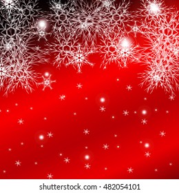 red background for a Christmas card with falling snowflakes. vector illustration. graphic arts and design. a series of images for the new year and Christmas
