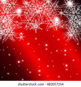 red background for a Christmas card with falling snowflakes. vector illustration. graphic arts and design. a series of images for the new year and Christmas
