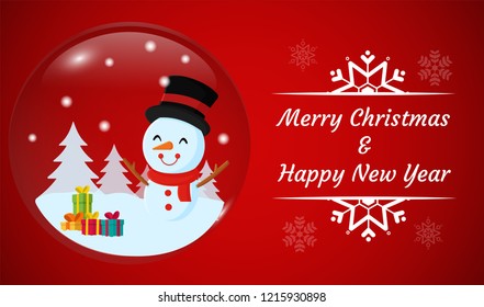 Red background with christmas glass balls. Illustration Vector EPS10.