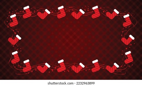 Red background with Christmas socks