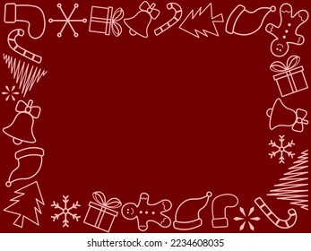 red background with christmas themed ornament frame