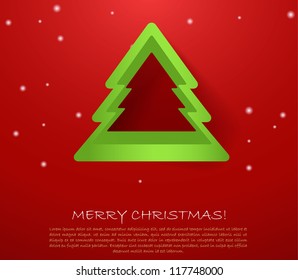 Red background with Christmas tree