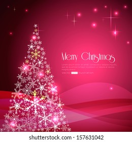 Red background with Christmas Tree