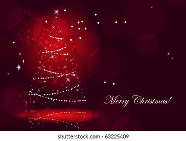 roter Hintergrund mit Weihnachtsbaum