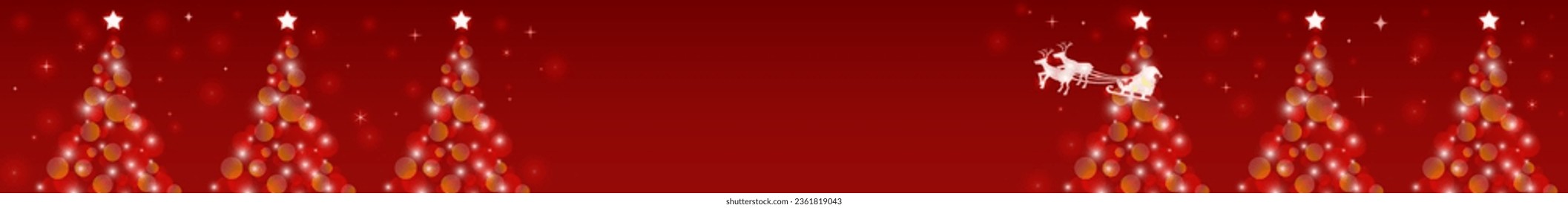 Red Background with Christmas Tree and Santa Claus