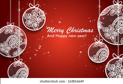 red background with christmass balls
