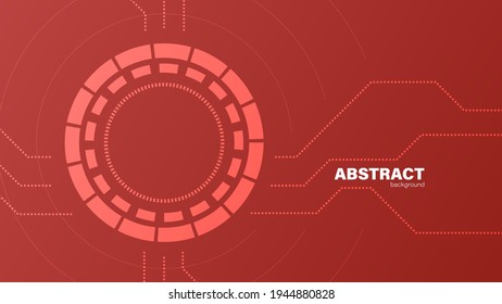Red background with circle and circuit, Technology background with copy space for design ,vector.