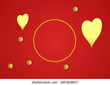 roter Hintergrund mit Kreis und Liebe, Broschürendesign usw.,