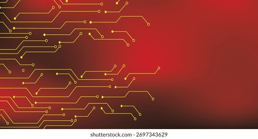 red background in circuit technology with high-tech digital data connection system and computer electronics design. vector illustrator. eps10.