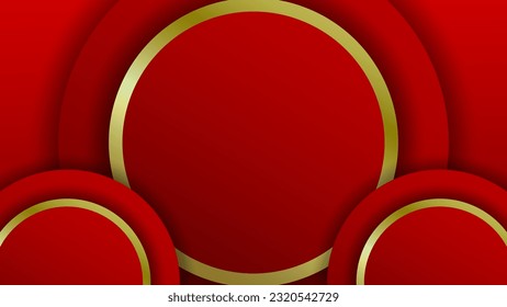 red background with circular golden lines