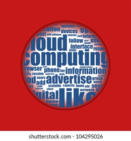 red background with cloud of social media words