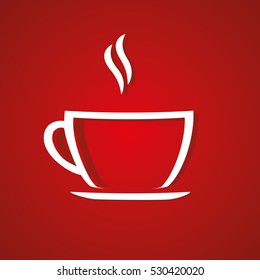 Red background. Coffee cup icon. Vector Illustration
