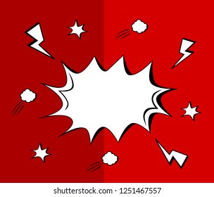 Red Background with comic book vector design pattern. speech bubbles. text box.