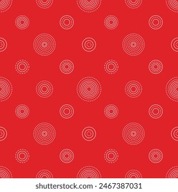 Fondo rojo con círculos concéntricos blancos Vector sin patrón