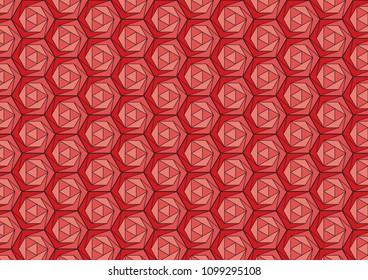 Red background containing the lines together, shaped like a rose.