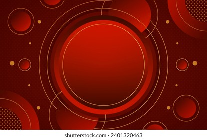 red background with copyspace for text, circle shape gold lines for banner design elements