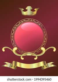 Red Background Crown Over Gold Frame Stock Vector (royalty Free 