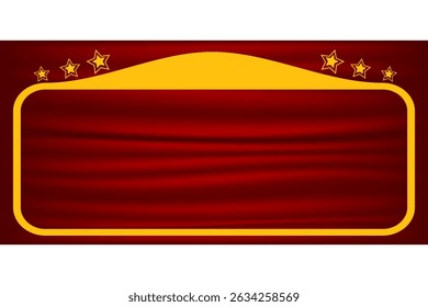 Red background with a curtain texture, framed by a gold border and decorated with six stars on top. Suitable for circus, carnival, premium-class, and advertising themes.
