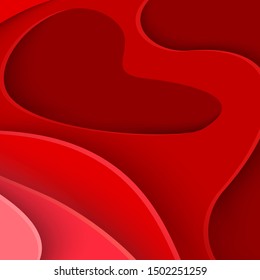 Red background curve line on white space shadow overlap and dimension modern texture pattern for text and message website design