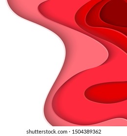 Red background curve line on white space shadow overlap and dimension modern texture pattern for text and message website design