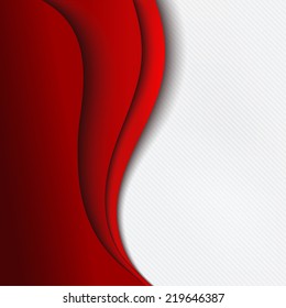 Red background curve line on white space shadow overlap and dimension modern texture pattern for text and message website design