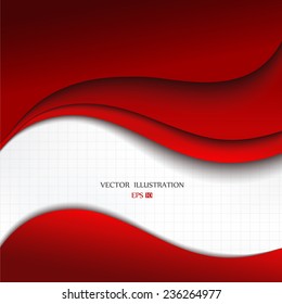 Red Background Curve Line On White Space Shadow Overlap And Dimension Modern Texture Pattern For Text And Message Website Design