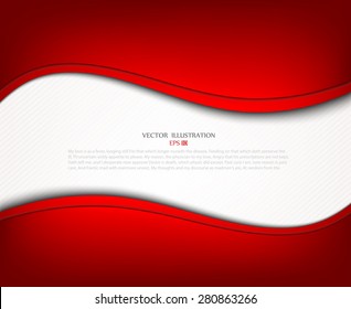 Red background curve line on white space shadow overlap and dimension modern texture pattern for text and message website design