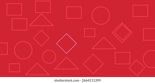 Fondo rojo decorado con elipses cuadradas y triángulo