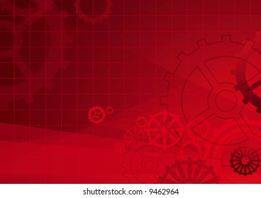 red background with decorative elements