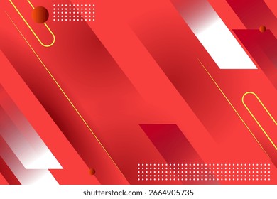 Red Background Design with Random Geometric Shape Modern Futuristic Tech Design for prints, posters, cards.