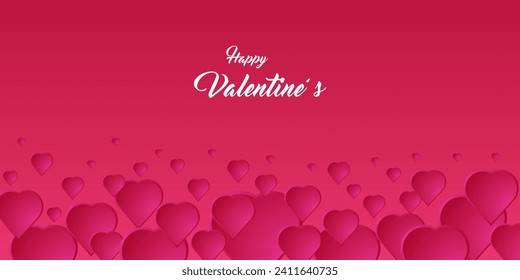 El diseño de fondo rojo con corazones tridimensionales es adecuado para un tema romántico