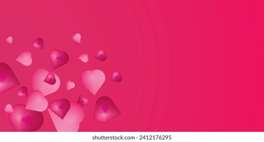 El diseño de fondo rojo con corazones tridimensionales es adecuado para un tema romántico